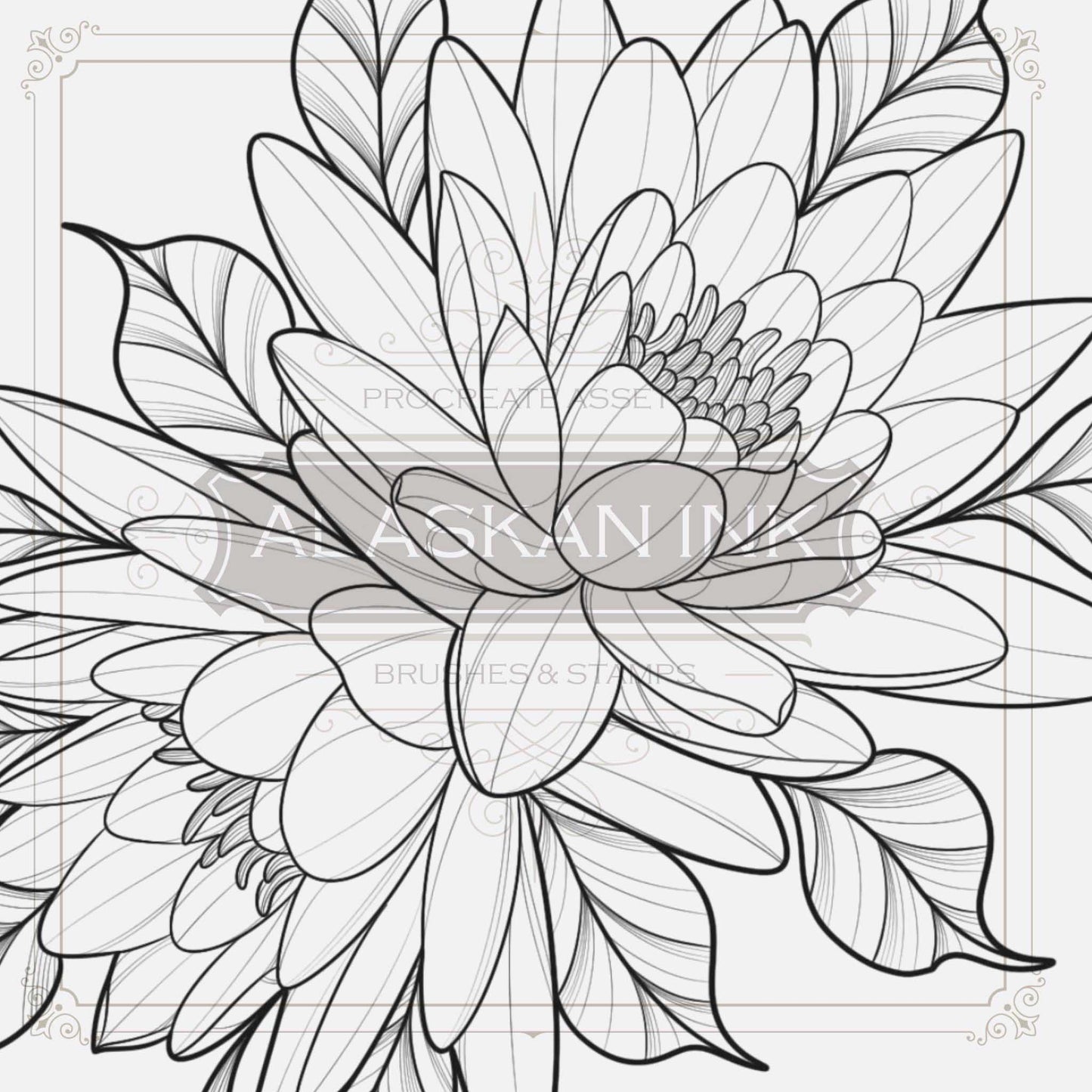 100 Flowers Tattoo Procreate Brushes for iPad and iPad pro by Alaskan ink studio