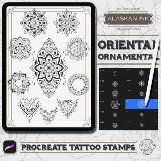 112 Oriental Ornamentals Procreate Brushes for Procreate application