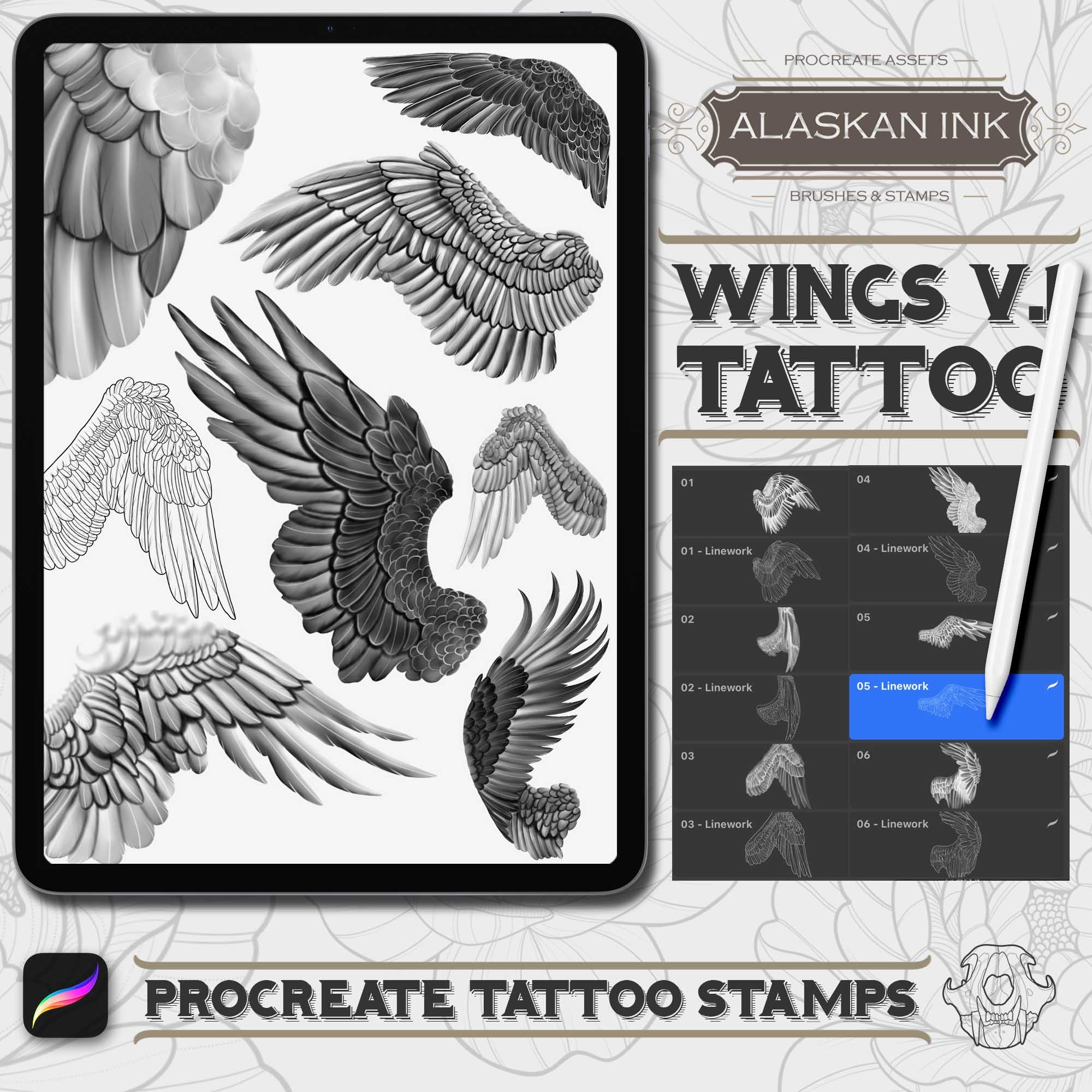 Angel wings. Black and white realistic illustration. Tattoo Stock Vector |  Adobe Stock