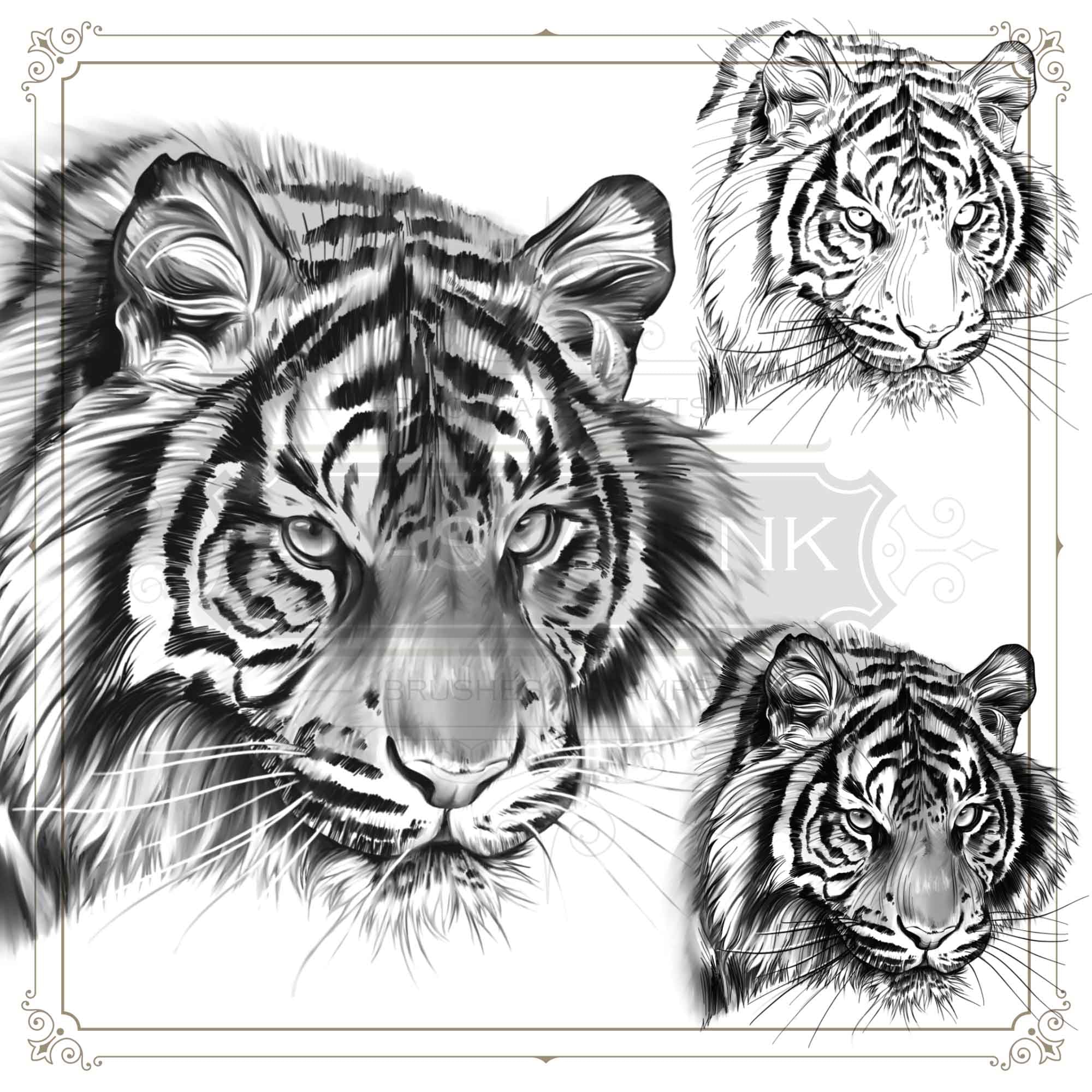 Buy Tiger Tattoo Design Detailed High Resolution Digital Art on White  Background Printable Tattoo Stencil Online in India - Etsy