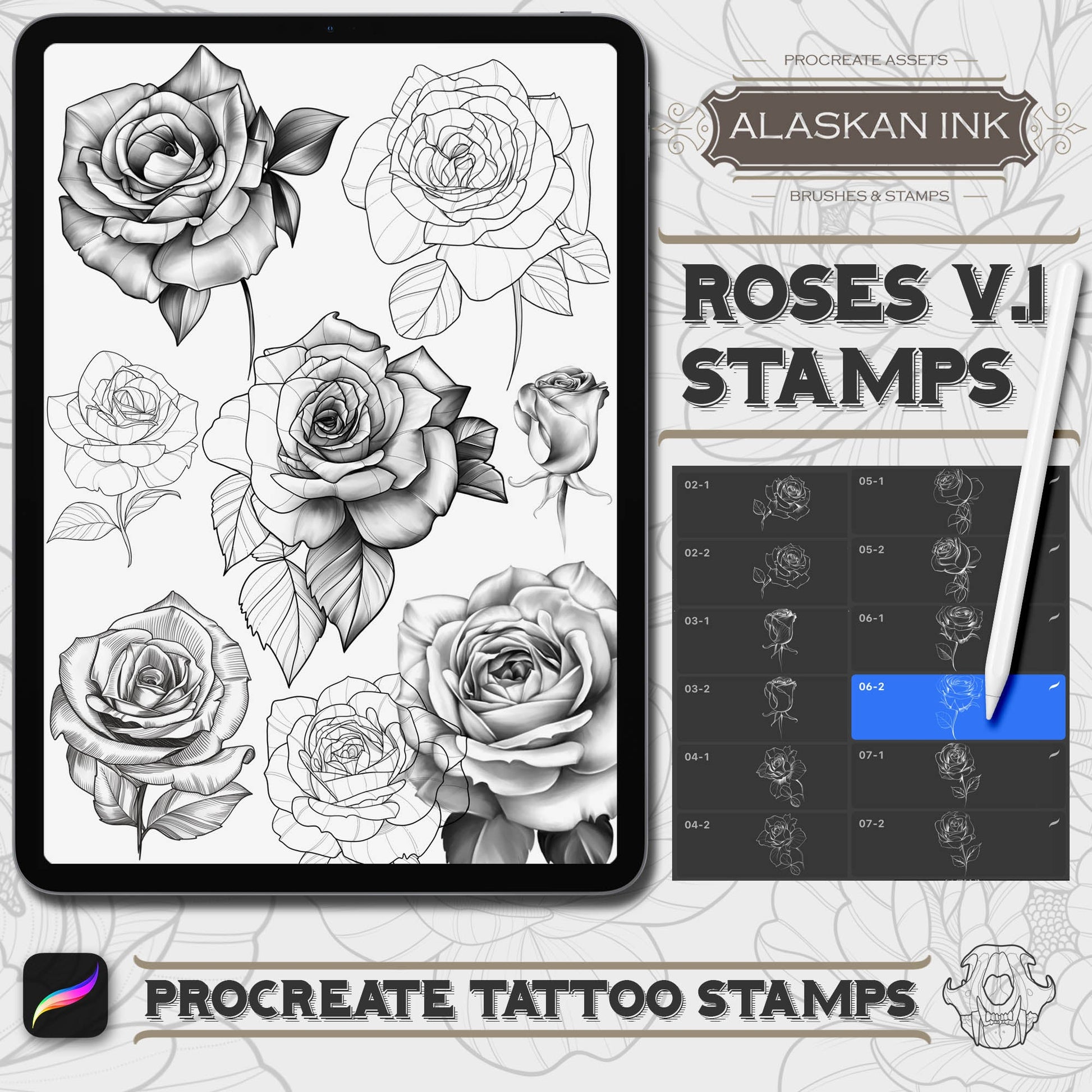 200 Rose Tattoo Procreate Brushes  Unleash Your Floral Artistry – Alaskan  Ink Studio