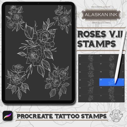 20 Roses Tattoo Brushes & Stamps Volume 2 for Procreate application