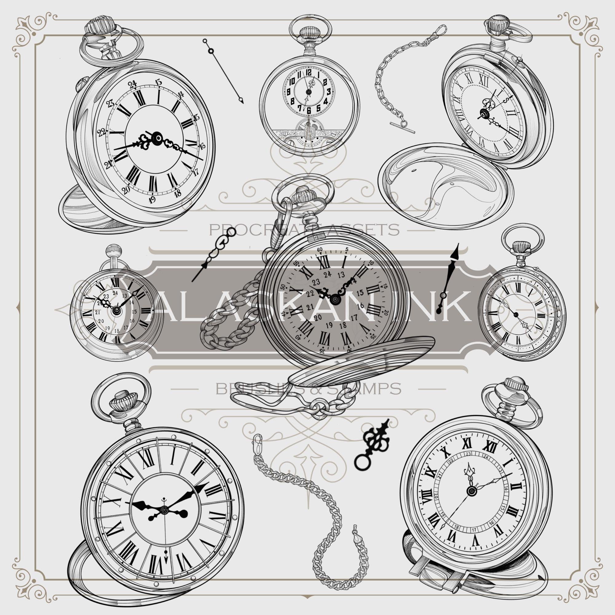 Vibrant Clock Tattoo Design Pack – IMAGELLA